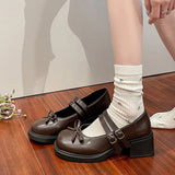 KYLETHOMASW  -  Women's Dresses Mary Jane Shoes Elegant Fashion Ladies Causal Uniform Performance Shoes Lolita Bowknot Woman Low-heeled Shoes