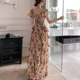 KYLETHOMASW  -  French Elegant 2000s Vintage Dress Women Floral Floor-Length Sexy Wedding Party Long Boho Dress Beach Style 2024 Summer Y2k Chic