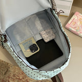 KYLETHOMASW  -  Cute Patchwork Student Book Backpack Ladies Lace Bow Decor Multi Pocket Daily Travel Shoulder Bag Women Fashion Back Packs