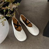 KYLETHOMASW  -  Cross Strap Ballet Flats Summer Breathable Flats Vintage Soft Leather Mary Jane Flats
