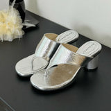 KYLETHOMASW  -  Red Footwear Fashion Round Heels Ladies Slippers Female Flip flops Elegant Women Heeled Slippers Sandals Slides Shoes Pumps