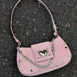 KIylethomasw New Fashion Shoulder Bag PU Bags for Women Sweet Cool Subculture Pink Crossbody Bag сумка Bolsas