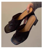 KYLETHOMASW  -  Elegant Women's Sandals High Heels Slippers Summer Woman Shoes 2025 Brand Chunky Dress Open Toe Shoes Fashion Flip Flops Slides