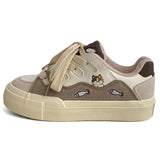 KYLETHOMASW  -  Ladies Mixed Colors Flats Sneakers Round Toe Breathable Vulcanize Platform Shoes Casual Comfy Soft Walking Sneakers