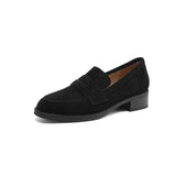 KYLETHOMASW  -  Kid Suede Penny Loafers Women Handmade Autumn Winter Casual Shoes Ladies Leisure Slip-on Creeper Flats Brown Size 34-43