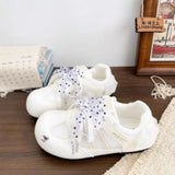 KYLETHOMASW  -  Ladies Sweet Casual Sneakers Sheer Polka Dot Bow Decor Lace‑up Round Toe Mesh Upper Soft Sole Lightweight All‑match Footwear