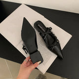 KYLETHOMASW  -  Fashion Butterfly-Knot Footwear Flats With Shoes For Women Mules Pointed Toe Female Shallow Ladies Flats Slip On Shoes