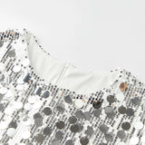 KYLETHOMASW  -  Women Sequin T-shirt Dress Short Sleeve Crew Neck Mini Dress Summer Casual Party Clubwear