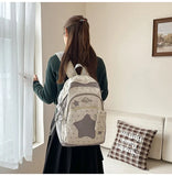 KYLETHOMASW  -  High-capacity Transparent Star Dot Ita Bags Sweet Y2k Aesthetic Ins Students Backpacks Contrast Color Patchwork Women Schoolbags