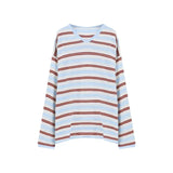 Kylethomasw Harajuku Striped Knitwear T-Shirt V-neck Long Sleeve Contrast Color Tee Oversized Streetwear Korean Style Spring Clothes