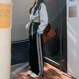 KYLETHOMASW  -  Striped Sport Sweatpants for Women Black Harajuku Korean Fashion Casual Pants Hippie Streetwear Preppy Trousers Aesthetic