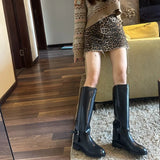 KYLETHOMASW  -  Women Autumn Winter Slip-On High Boots for Woman's Luxury Design Brand Round Toe Riding Boots Ladies Motorcycle Botas