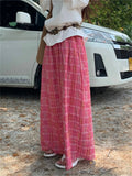 KYLETHOMASW  -  Pink Plaid Skirts Chic Casual Women Hot Sale Summer Office Lady High Waist Streetwear Loose Gentle Daily New Mujer