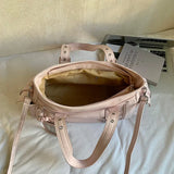 KYLETHOMASW  -  Y2k Faux Leather Tote Handbag Multi Buckle Rivet Shoulder Bag Large Capacity Casual Ladies Crossbody Bag Daily Travel Work Purse