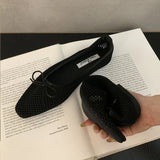 KYLETHOMASW  -  Luxury Footwear Mesh Ladies Flats Slip On Shoes Female Shallow Fashion Butterfly-Knot Women Ballet Flats Dance Shoes New 2025