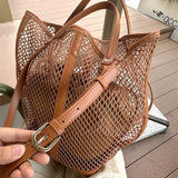 KYLETHOMASW  -  Brand Mesh Bucket Tote Bag Hollow Vegetable Basket Handbag Large Capacity Shoulder Messenger Bag Underarm Bag Fashion Women' Bag