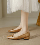 KYLETHOMASW  -  Single Shoes Women's Autumn Retro Simple Mary Jane New Square Head Shallow Mouth Comfortable Soft Leather Women's Shoes