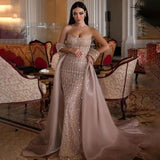 Kylethomasw Said Luxury Champagne Mermaid Arabic Evening Dress with Detachable Skirt Sage Green Dubai Women Wedding Party Gowns SS168