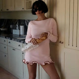 KYLETHOMASW  -  Women Elegant Knitted Dresses Long Sleeved Vestidos
