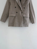 KYLETHOMASW  -  England Double Breasted Casual Blazer Mujer Women Blazers Ins Fashion Blogger Retro Plaid Blazer WomenAnd Jackets