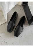 KYLETHOMASW  -  Elegant Burgundy Square Toe Loafers Women Fashion Metal Buckle Stitching Designer Shoes Comfortable Commuting Flat Office Shoes