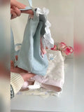 KYLETHOMASW  - Retro Denim Large Capacity Canvas Bag Women New Lace Chic Sweet Cute Mini Backpack Female Harajuku Y2k Mochila Aesthetic