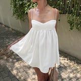 KYLETHOMASW  -  Sweet French A-line Camisole Top Women Summer Spaghetti Strap Babydoll Top Elegant Vacation Backless Tank Top Beach Chic