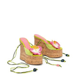 KYLETHOMASW  -  European and American Women's Summer New Niche Design Cross Tie Slope and Roman Fashion Plus Thick Soled Floral Sandals