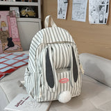 KYLETHOMASW  -  Japanese Cute Rabbit Ears Bag Student Mochila Teenage Girls Mochilas Mujer Stripe Bolsas Cute Kawaii Bags for Woman Backpack
