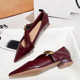 KYLETHOMASW  -  Autumn New Fashion French retro Elegant pointed toe Shallow mouth versatile one-character flat shoes low-heeled shoes