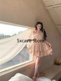 KYLETHOMASW  -  Summer Elegant Y2k Mini Dress Women Sweet Even Party Dress Office Lady Kawaii Clothing Bow Birthday Dress Chic Korean