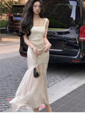 KYLETHOMASW  -  Women Elegant  Mermaid Dress Summer New Fashion Beige Vestidos Female Bodycon Dresses Prom Evening Party Fashion Clothing