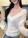 KYLETHOMASW  -  Casual Fashion Fake Two Piece Halter Long Sleeve All Match Temperament Knitted Pullovers
