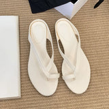 KYLETHOMASW  -  Luxury Footwear Low Heel Women Slippers Flip flops Shoes Fashion Round Toe Ladies Heeled Slippers Shoes Female Slides Sandals