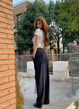 KYLETHOMASW  -  Spring Summer High Waist Casual Suit Pants Women Korean Style Fashion Wide Leg Cargo Pants Female Streetwear Vintage Trousers