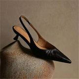 KYLETHOMASW  -  Summer Pointed Toe Stiletto Backless Leather Shallow Mouth Commuting Work Flats for Women