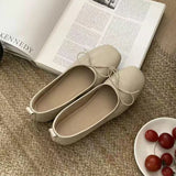 KYLETHOMASW  -  Women Flats Soft Leather Eelgant Dress Shoes Autumn Spring Brand New Round Toe Shallow Slip On Ladies Casual Ballet Shoes