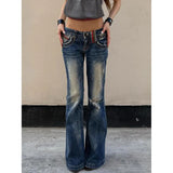KYLETHOMASW  -  Women Blue Baggy Cargo Jeans Harajuku Y2k 90s Aesthetic Low Waist Denim Trouser 2000s Oversize Jean Pants Vintage Clothes