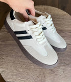 KYLETHOMASW  -  Women Genuine Leather Sneakers Round Toe Flats Mixed Colors Sewing Ladies Fashion Lace-up Shoes Spring Autumn Grey White new
