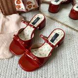 KYLETHOMASW  -  Sweet Women Sandals Summer Square Toe High Heels Shoes Outdoor Street Style Trend Open Toe footwear Elegant Dress pumps