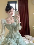 KYLETHOMASW  - Seaside Beach Vacation Style Elegant Dress Summer New Square Neck Slimming Long Chiffon Fairy Dress Female