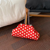 KYLETHOMASW  -  Women Polka Dot Soft Fabric Cloud Shoulder Bag Chain Crossbody Bags New Trend Casual Daily Fashion Handbags and Purses
