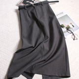 KYLETHOMASW  -  Spring Simple Long Skirts A-line Solid Korean Fashion High Waist Faldas Mujer Office Lady Elegant Retro Women Skirt
