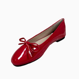KYLETHOMASW  -  Women Round Toe Ballet Flats Spongy Bottom  Hot New 2024 Italian Shoes Patent Leather Classic Bow-Knot Dressing Slip-On 34 48 47