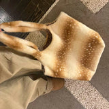 KYLETHOMASW  -  Korean Sweet Fluffy Shoulder Bags Fashion Y2k Aesthetic Casual Women's Handbags Trendy All Match Shopping Female Underarm Bag