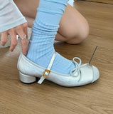 KYLETHOMASW  -  Chunky Low Heels Mary Janes Women Pink/Silver Patchwork High Heels Ballets Shoes Ladies Dance Bridesmade Wedding Ballerinas