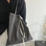 KYLETHOMASW  -  Lace Plaid Bag Shoulder Bags Portable Lightweight Bolsos mujer Shoppping Travel Bolsa Daily Using Tote Bolso Sweet Sac Femme