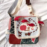 KYLETHOMASW  -  Fashion Kawaii Casual Handbags Sweet Y2k Aesthetic Patchwork Fur Shoulder Bag Contrast Color Plaid Women Harajuku Crossbody Bags