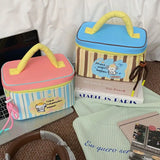 KYLETHOMASW  -  Portable Multi Functional Cute Makeup Bag Large Capacity Cartoon Puppy Handheld Cosmetic Case Zipper Square Lunch Bag Girls