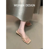 KYLETHOMASW  -  Retro Wedge Heels and Sexy Silver Sandals for Women's Summer New French Outerwear